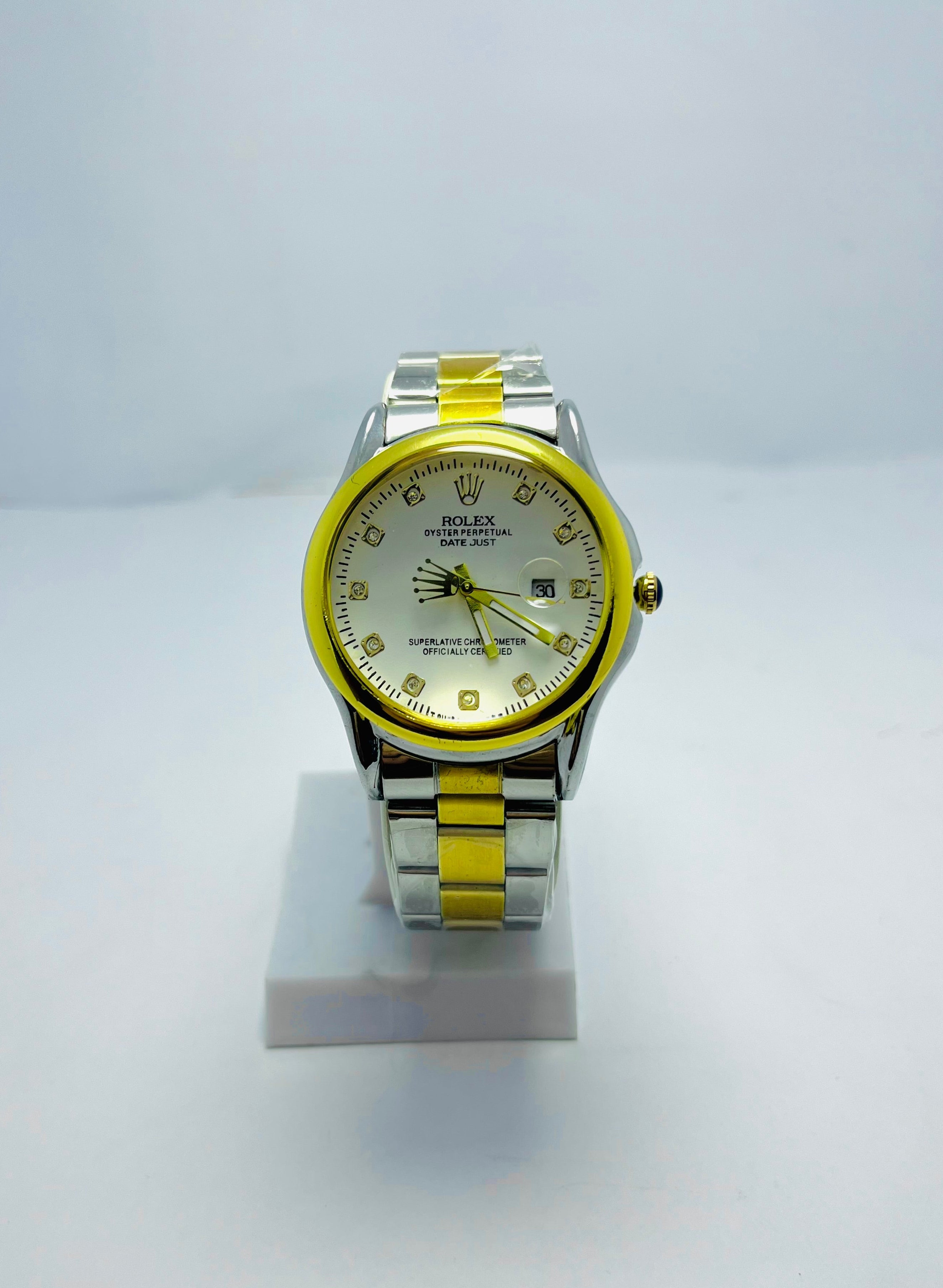 ROLEX WATCH WITH WHITE DIAL AND STRAP WITH PREMIUM QUALITY