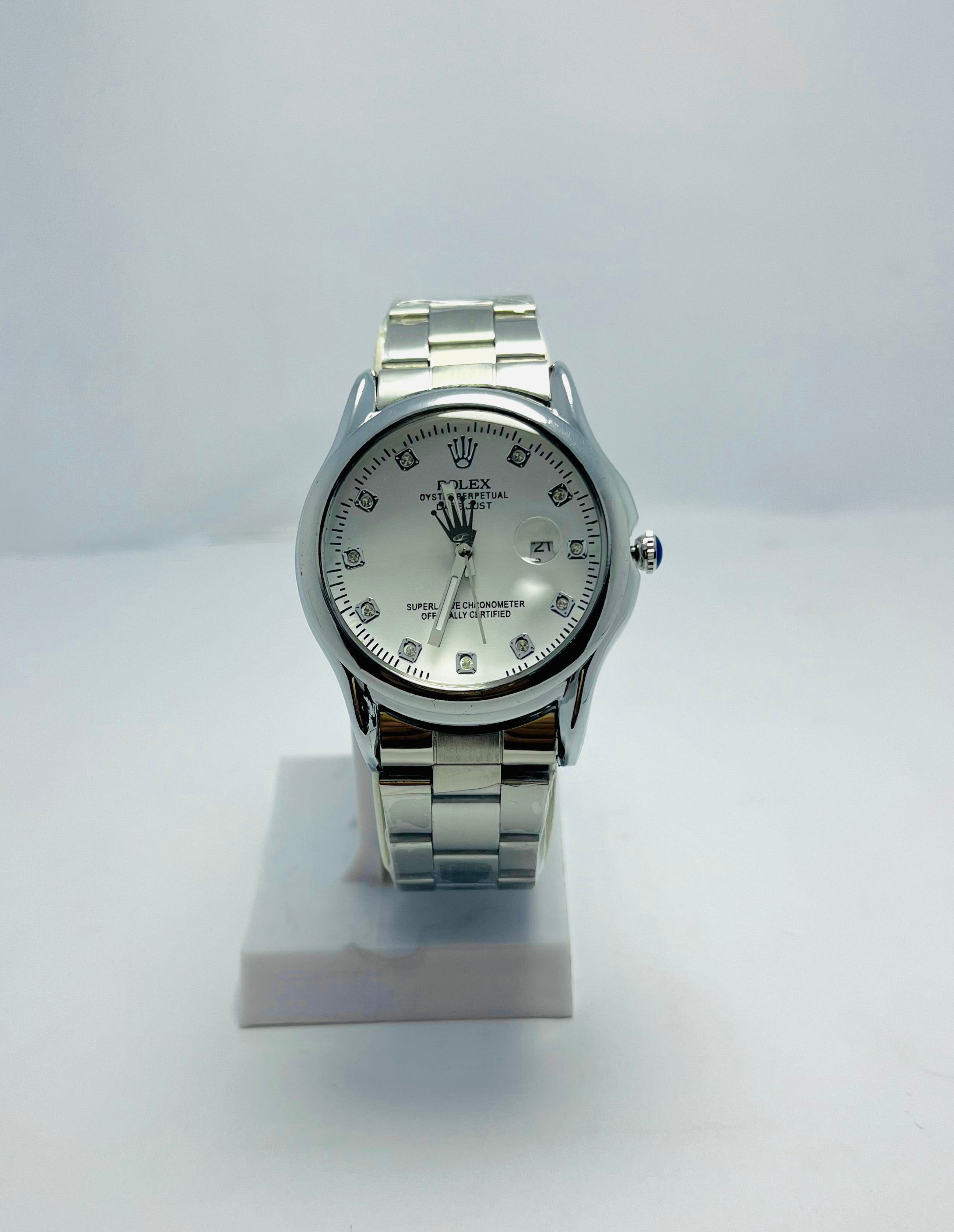 ROLEX WATCH WITH WHITE DIAL AND STRAP WITH PREMIUM QUALITY