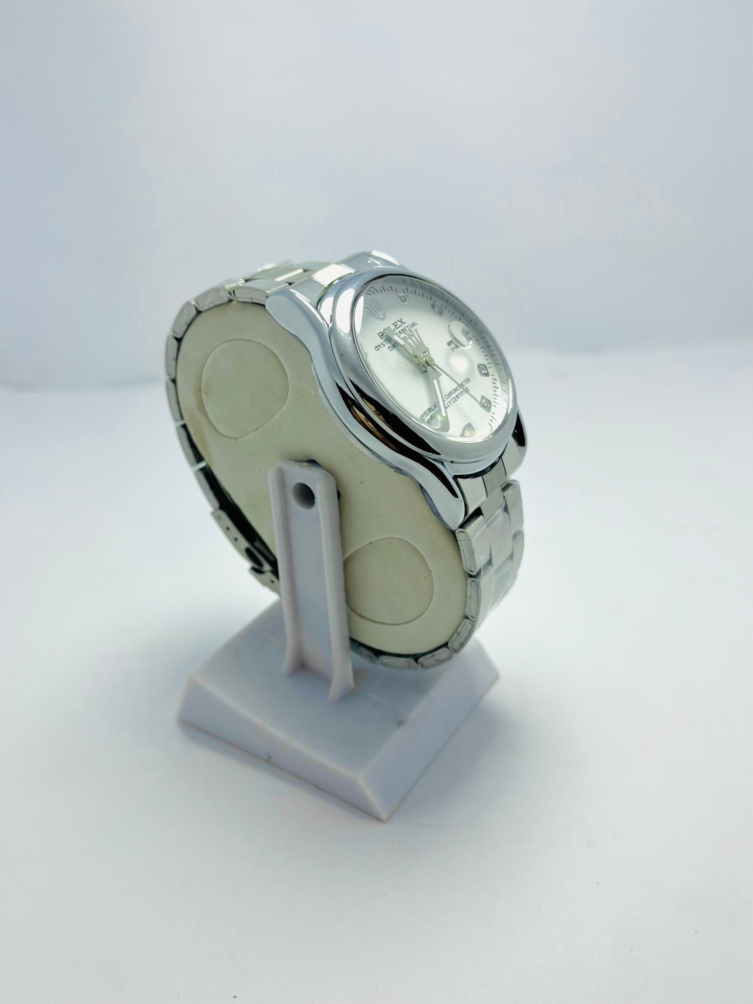 ROLEX WATCH WITH WHITE DIAL AND STRAP WITH PREMIUM QUALITY